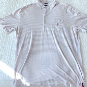 RALPH LAUREN GOLF Men's Stretch Lisle Golf Polo, White/Orange (Med)